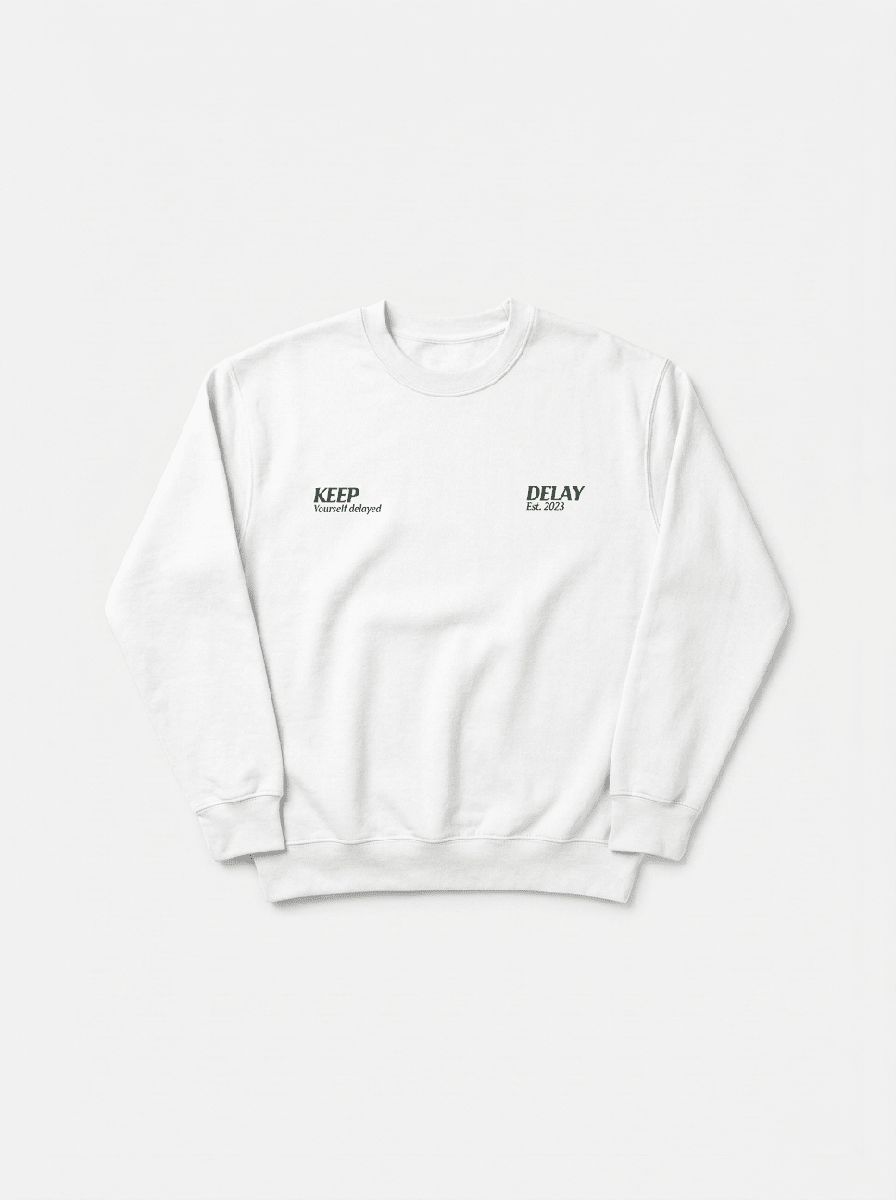 DELAY WHITE CREWNECK - Delaystudios