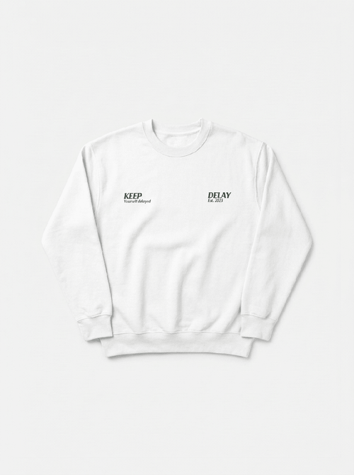 DELAY WHITE CREWNECK - Delaystudios