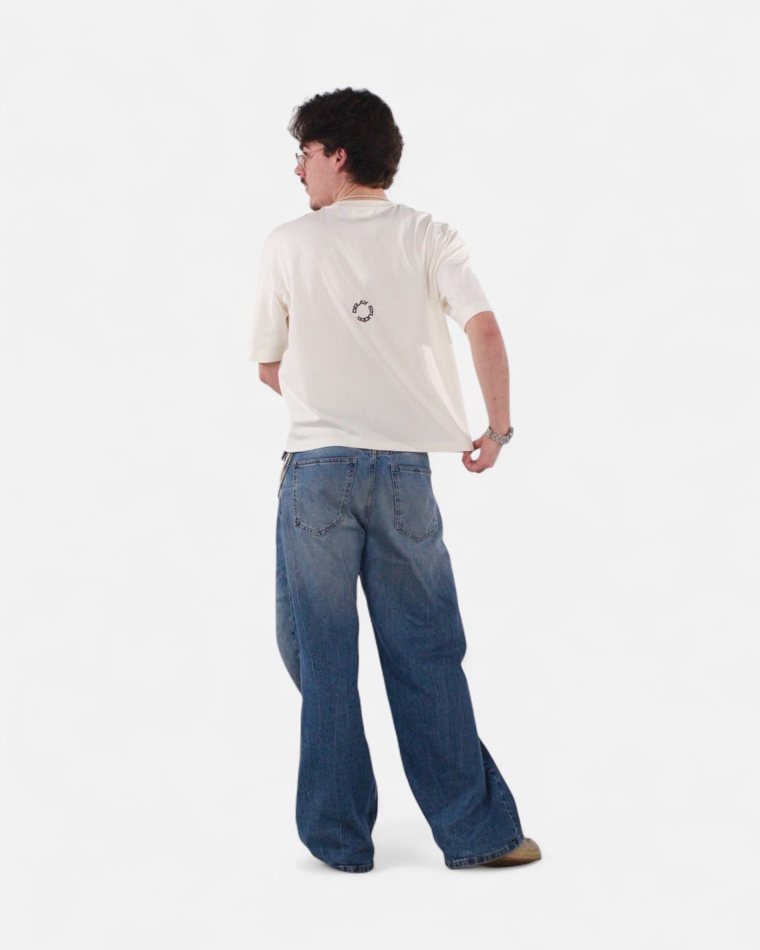 RACE ECRU BOXY T-SHIRT - Delaystudios