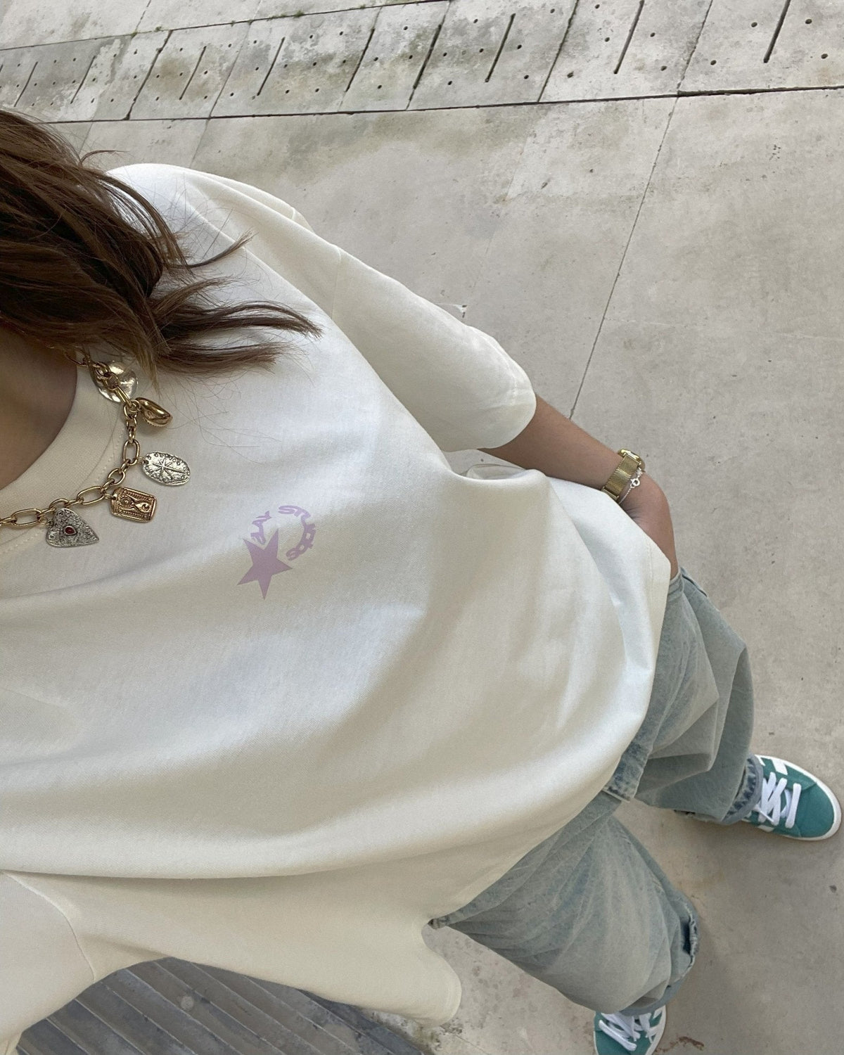 STAR ECRU BOXY T-SHIRT - Delaystudios